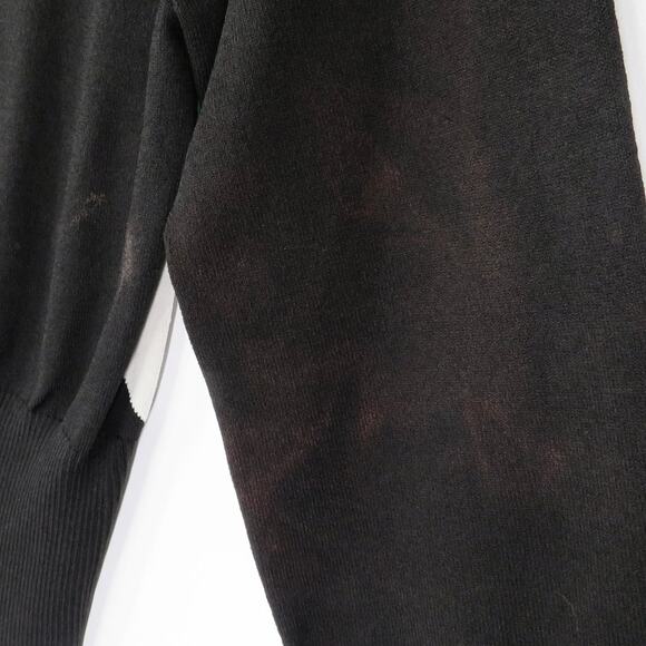 2000s Vintage Y2k Nine West Black & Green Preppy Argyle Sweater Large Scoopneck - Picture 3 of 6